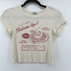 RSQ Kids Cream Italian Spot Graphic Baby Tee Shirt Medium 100% Cotton USA